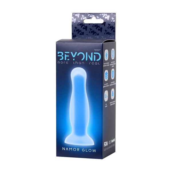 Голубая, светящаяся в темноте анальная втулка Namor Glow - 12,5 см