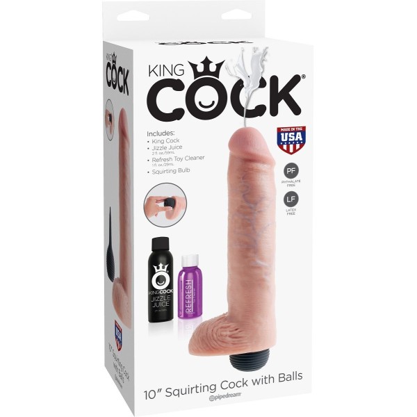 Фаллоимитатор King Cock 10  Squirting Cock с эффектом эякуляции - 25,4 см