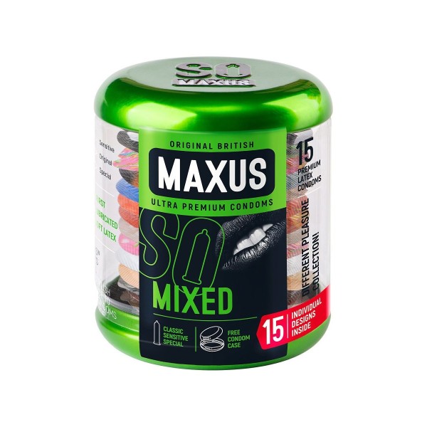 Презервативы в металлическом кейсе MAXUS Mixed - 15 шт