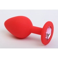 Красная силиконовая пробка с розовым стразом - 7,1 см. Красная силиконовая пробка с розовым стразом - 7,1 см.