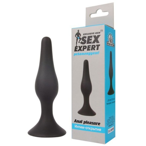 Чёрная анальная втулка Sex Expert - 10 см