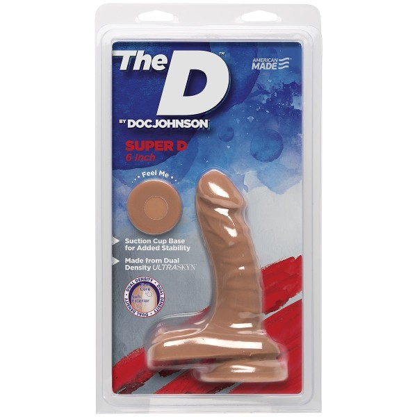 Бежевый фаллоимитатор с мошонкой на присоске The D Super D 6  Caramel - 16,5 см