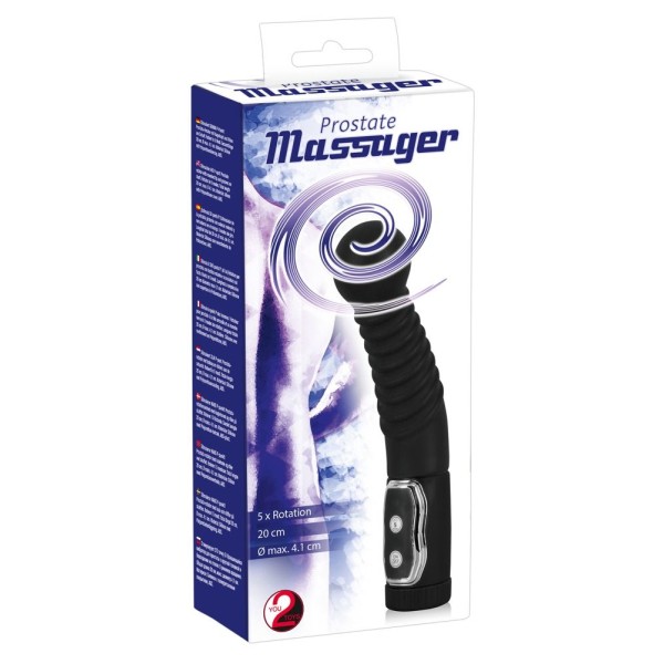 Чёрный стимулятор простаты с ротацией Prostate Twister - 20 см
