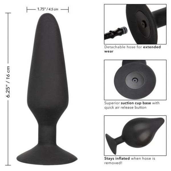 Черная анальная пробка с расширением COLT XXXL Pumper Plug with Detachable Hose - 16 см