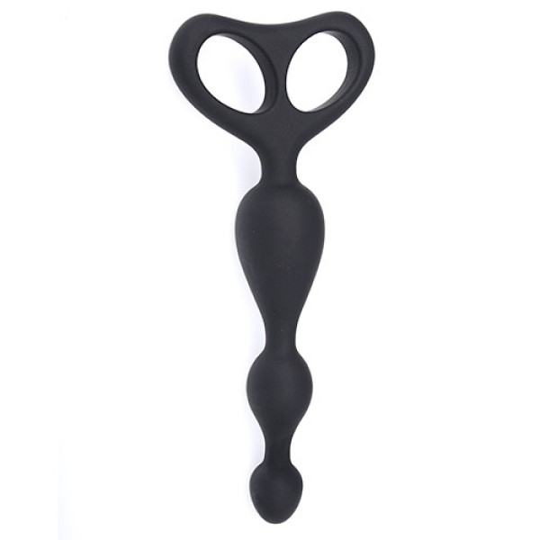 Чёрная анальная цепочка ANAL ANCHOR SILICONE - 16,5 см