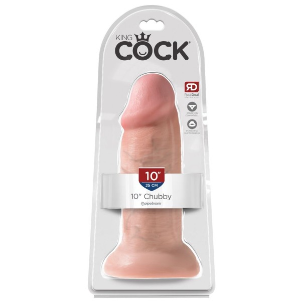 Телесный фаллоимитатор King Cock 10  Chubby - 25 см