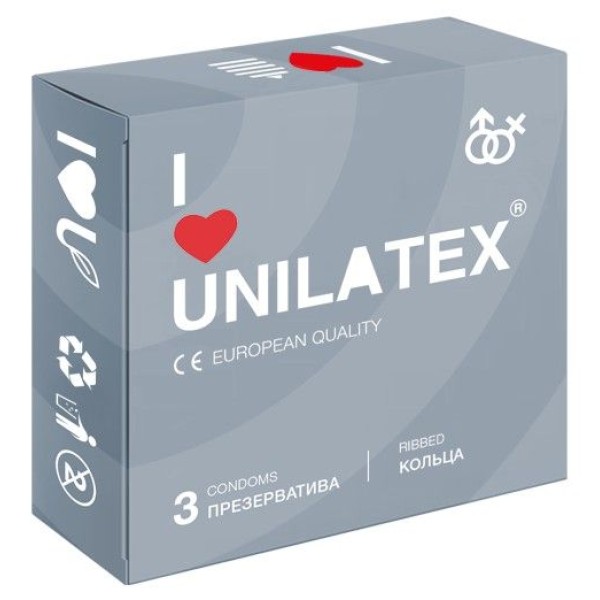 Презервативы с рёбрами Unilatex Ribbed - 3 шт