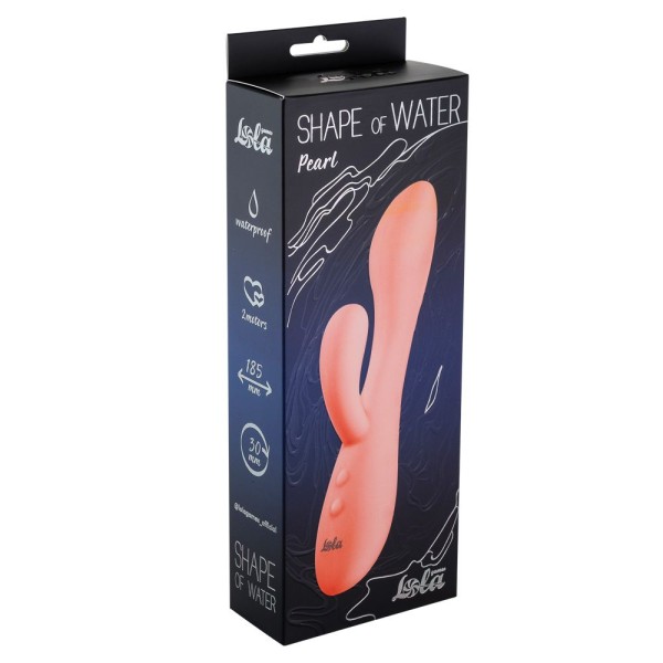 Розовый вибратор Shape of water Pearl с клиторальным отростком - 18,5 см
