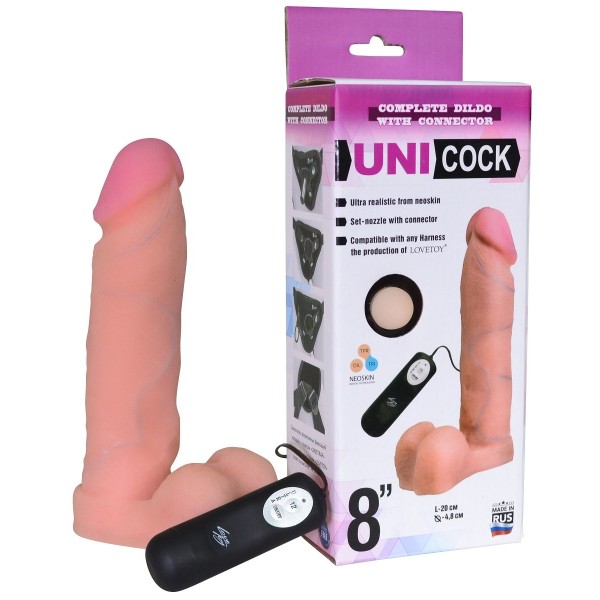 Фаллическая насадка Харнесс UNICOCK 8  с вибрацией - 20 см