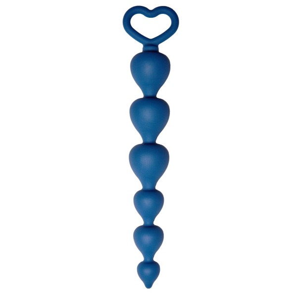 Синяя анальная цепочка Heart Ray - 17,5 см