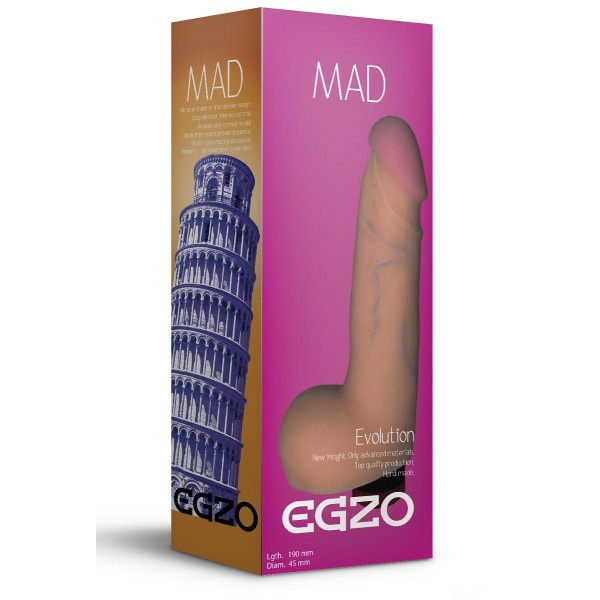 Телесный реалистичный мультискоростной вибратор Mad Tower - 19 см
