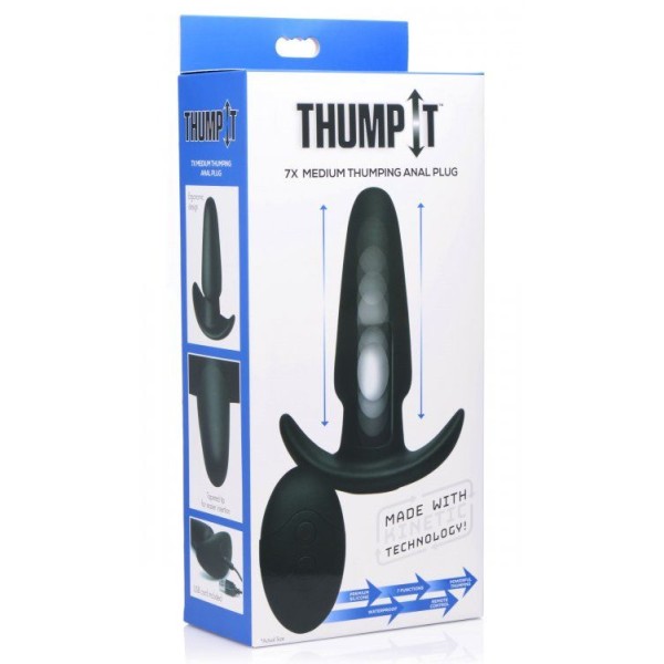 Черная анальная вибропробка Kinetic Thumping 7X Medium Anal Plug - 13,3 см