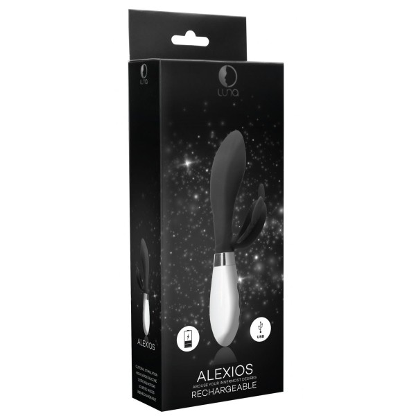 Черный вибратор-кролик Alexios - 21 см