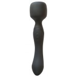 Черный двусторонний вибромассажер Heating Wand с нагревом - 22 см