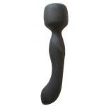 Черный двусторонний вибромассажер Heating Wand с нагревом - 22 см