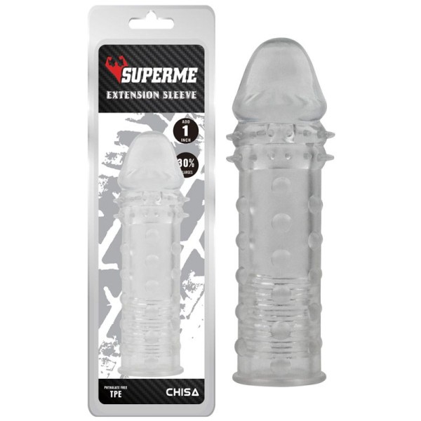 Прозрачная реалистичная насадка на пенис Extra Texture Sleeve - 16,2 см