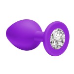 Средняя фиолетовая анальная пробка Emotions Cutie Medium с прозрачным кристаллом - 8,5 см