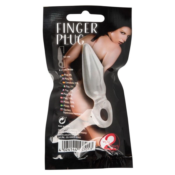 Анальная втулка с колечком на пальчик Finger Plug - 9,5 см