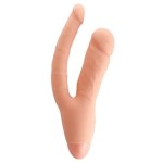 Телесный двойной вибратор INDULGENCE Rechargeable Insatiable Desire - 21 см