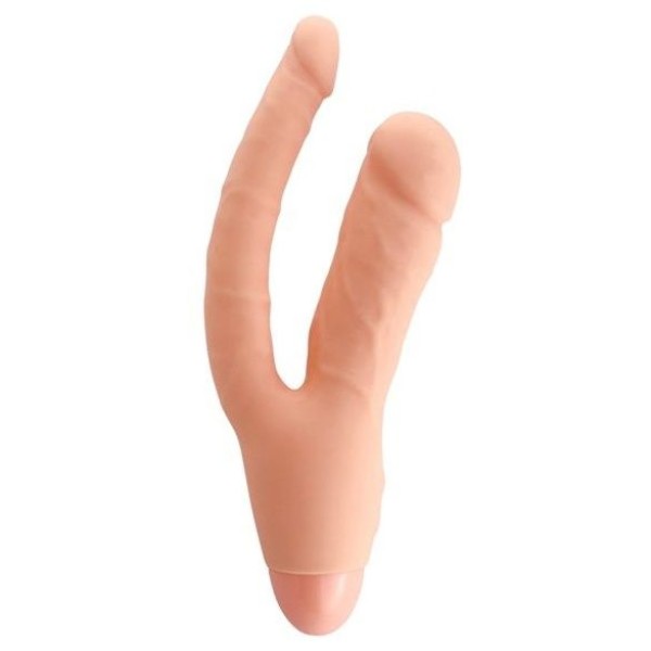 Телесный двойной вибратор INDULGENCE Rechargeable Insatiable Desire - 21 см