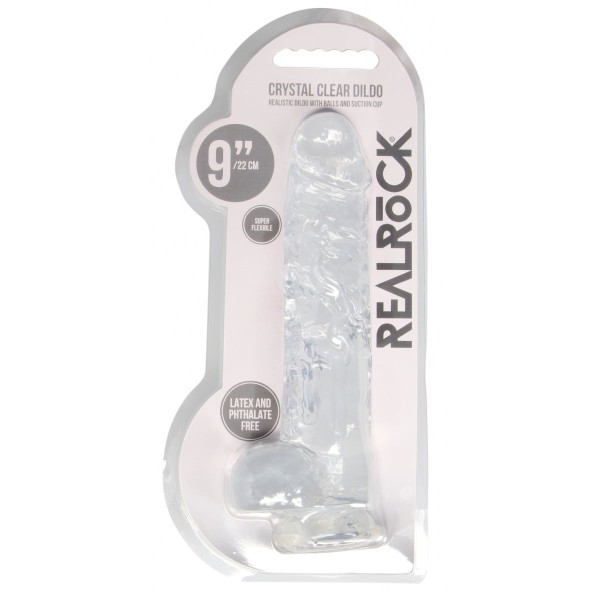 Прозрачный фаллоимитатор Realrock Crystal Clear 9 inch - 25 см