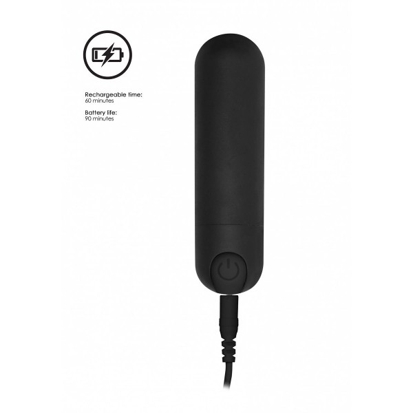 Черная перезаряжаемая вибропуля 7 Speed Rechargeable Bullet - 7,7 см