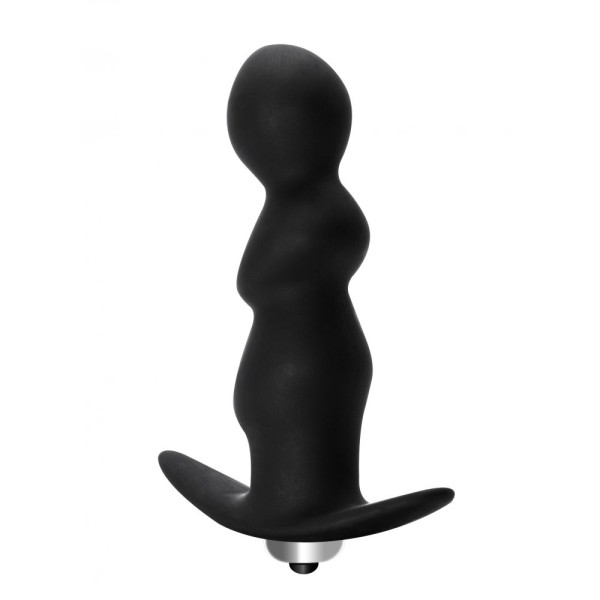 Чёрная фигурная анальная вибропробка Spiral Anal Plug - 12 см