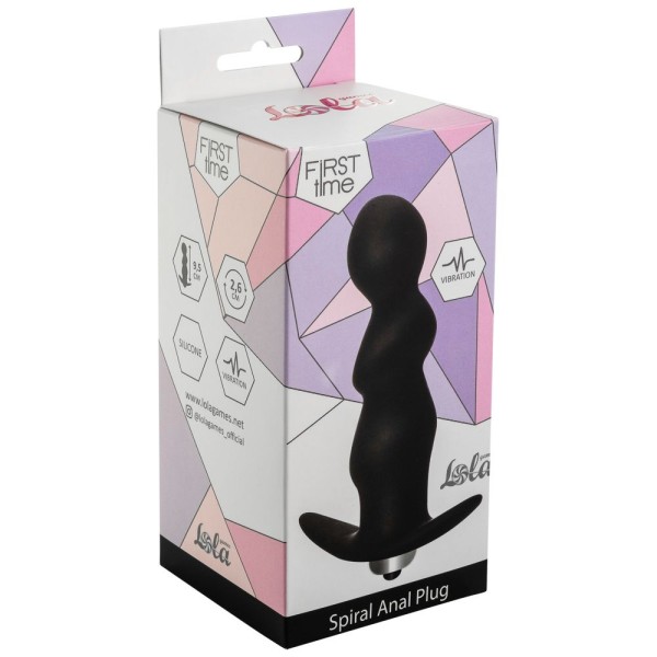Чёрная фигурная анальная вибропробка Spiral Anal Plug - 12 см
