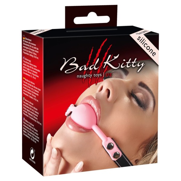 Силиконовый кляп-шар розового цвета Bad Kitty 