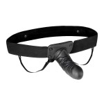 Чёрный полый страпон с вибрацией Unisex Vibrating Hollow Strap-On - 14 см