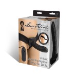 Чёрный полый страпон с вибрацией Unisex Vibrating Hollow Strap-On - 14 см