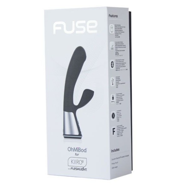 Чёрный интерактивный вибратор Kiiroo Ohmibod Fuse - 18 см