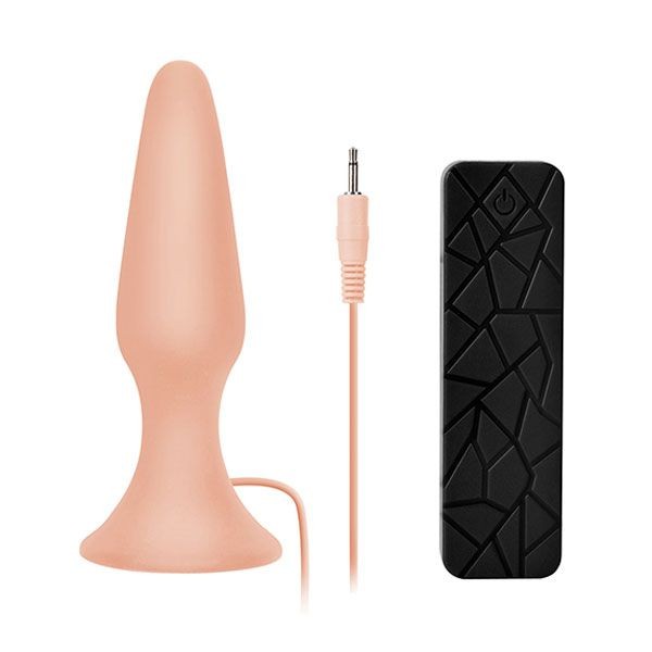 Телесная анальная пробка с вибрацией BOOTYFUL 6INCH SLIM INTRUDER - 15 см