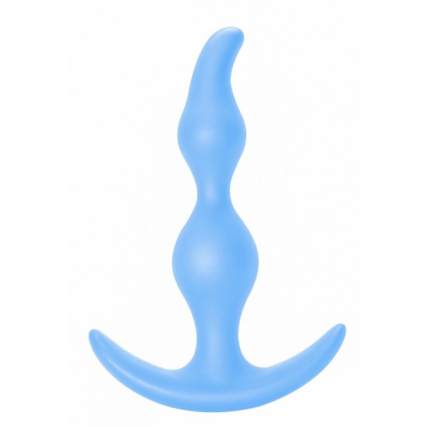 Голубая анальная пробка Bent Anal Plug Black - 13 см