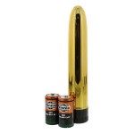 Золотистый классический вибратор с идеально гладкой поверхностью SLIM-LINE VIBRATOR GOLD - 17 см