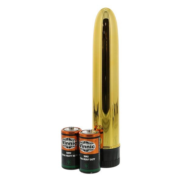 Золотистый классический вибратор с идеально гладкой поверхностью SLIM-LINE VIBRATOR GOLD - 17 см