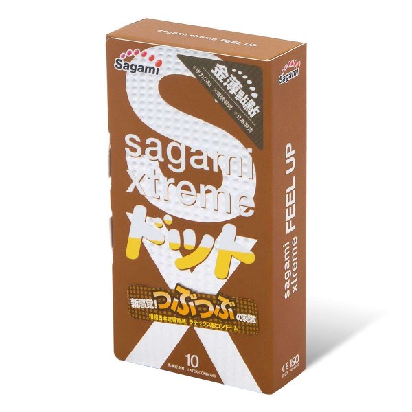 Презервативы Sagami Xtreme Feel Up с точечной текстурой и линиями прилегания - 10 шт