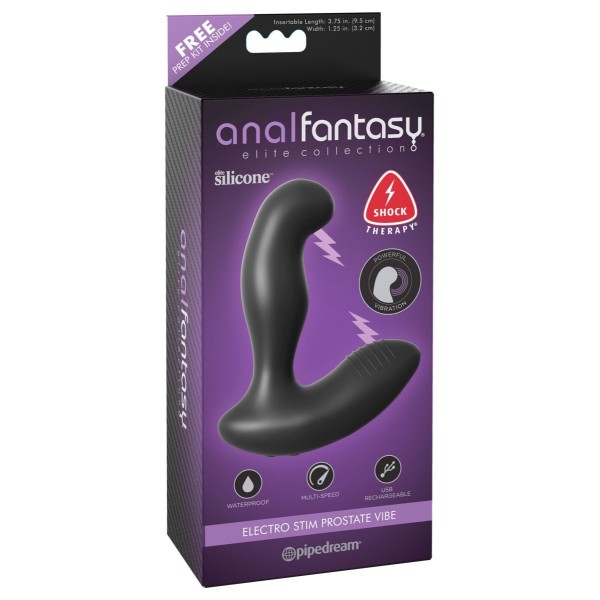Черный массажер простаты Electro Stim Prostate Vibe с электростимуляцией - 13,3 см