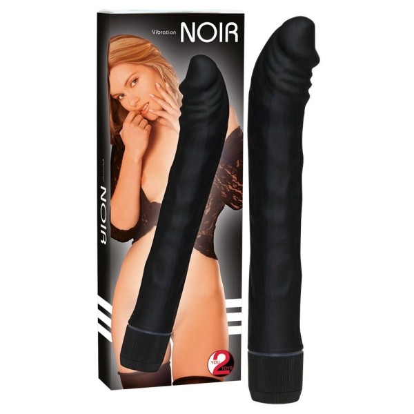 Чёрный вибромассажер-реалистик Rouge   Noir - 19 см