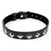 Черный ошейник с серебристыми ромбиками