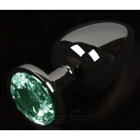 Графитовая анальная пробка с зеленым кристаллом - 6 см. Графитовая анальная пробка с зеленым кристаллом - 6 см.