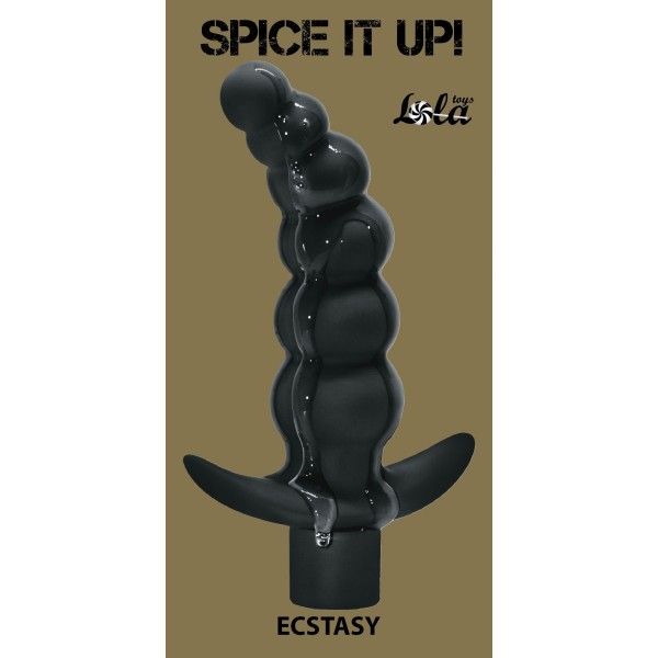 Чёрная анальная ёлочка с вибрацией Ecstasy - 14 см