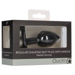 Черная анальная пробка Diamond Butt Plug With Handle - 9,1 см