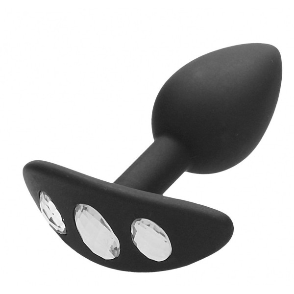Черная анальная пробка Diamond Butt Plug With Handle - 9,1 см