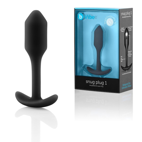 Чёрная пробка для ношения B-vibe Snug Plug 1 - 9,4 см