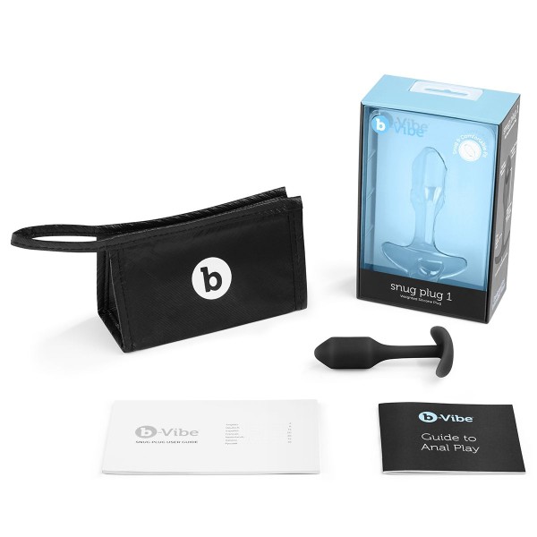 Чёрная пробка для ношения B-vibe Snug Plug 1 - 9,4 см