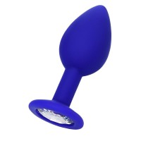 Синяя анальная пробка с прозрачным кристаллом - 7,3 см. Синяя анальная пробка с прозрачным кристаллом - 7,3 см.