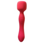 Красный двусторонний вибромассажер Heating Wand с нагревом - 22 см