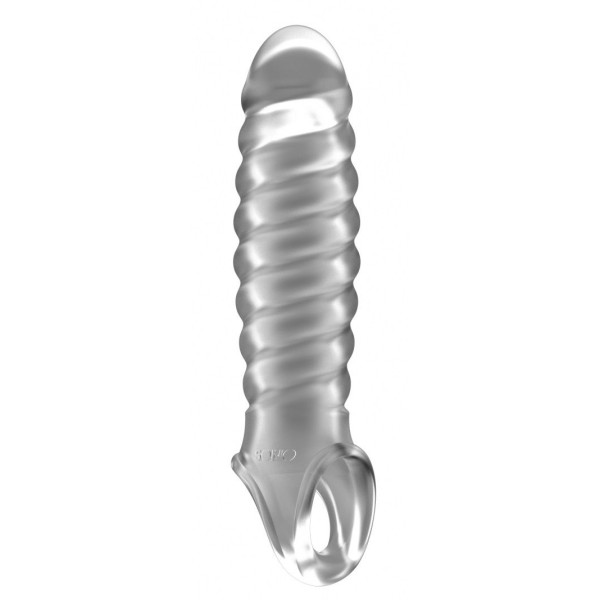 Прозрачная ребристая насадка Stretchy Penis Extension No32