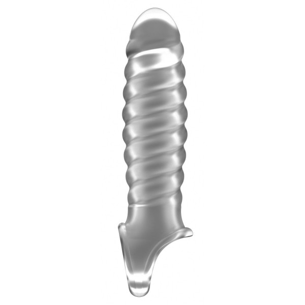 Прозрачная ребристая насадка Stretchy Penis Extension No32